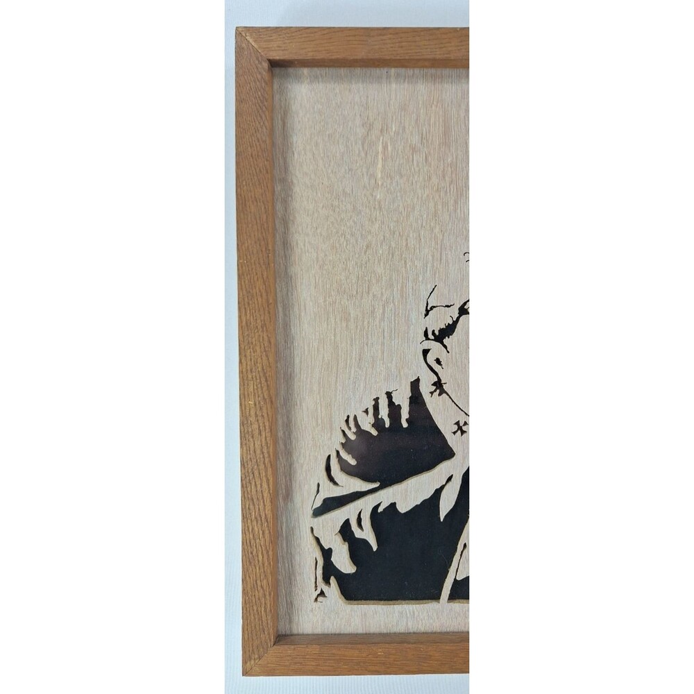 Vintage Pope John Paul II Wood Scroll Saw Art Framed Religious Catholic Picture - Picture 2 of 10